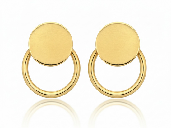 Kolczyki złote na sztyfcie przy uchu z kółek subtelne eleganckie