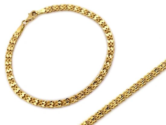 Bransoletka złota błyszcząca ażurowa taśma