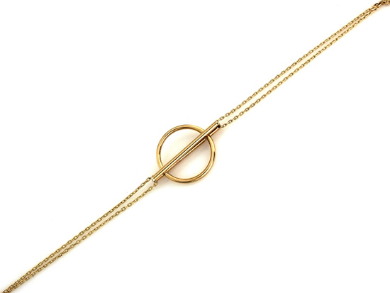 Złota bransoletka z nowoczesną okrągłą ozdobą podwójna