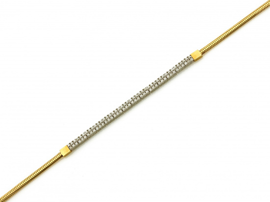 Złota bransoletka gruba linka z cyrkoniami