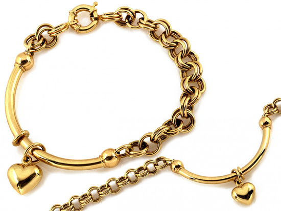 Bransoletka złota modna efektowna z wiszącym sercem