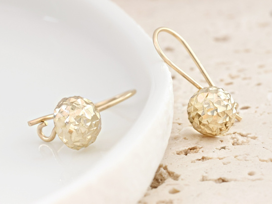 Kolczyki złote półkule na biglu diamentowane