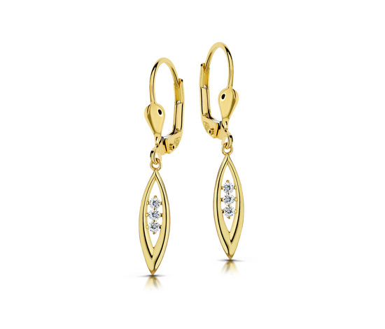 Złote kolczyki 585 z cyrkoniami - wiszące 