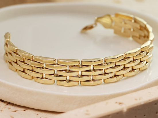 Szeroka złota bransoleta okazała z ruchomych części