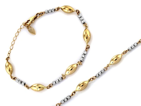 Bransoletka elementowa z kulkami z białego złota