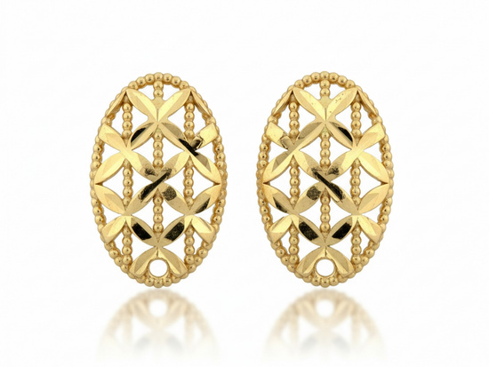 Kolczyki złote owalne ażurowe na sztyfcie