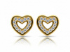 Złote kolczyki serduszka z cyrkoniami sztyfty
