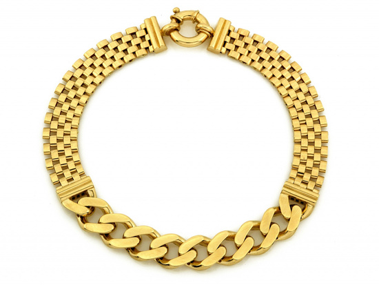 Bransoletka złota gruba szeroka elementowa