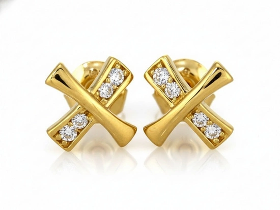 Kolczyki złoty X na sztyft