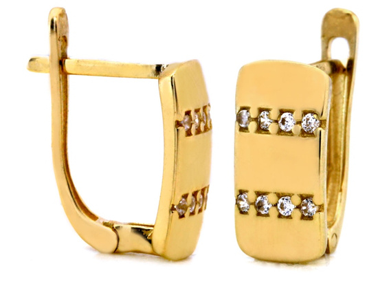 Złote kolczyki z cyrkoniami angielskie