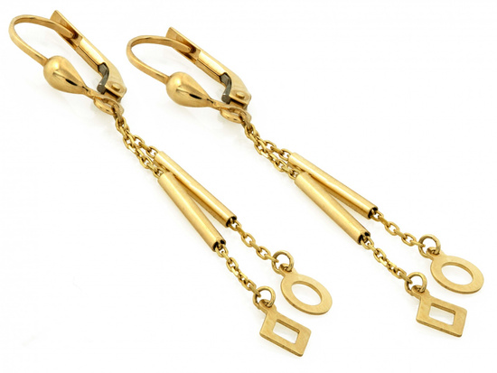 Kolczyki złote z długimi łańcuszkami zapięcie angielskie