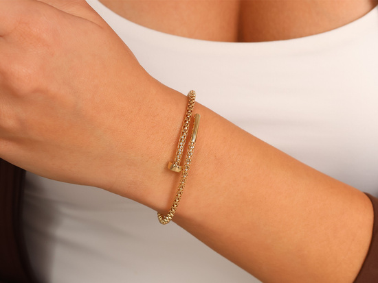 Bransoletka złota sztywna gwóźdź bangle