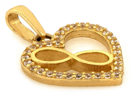 Zawieszka złota serce z nieskończonością z cyrkoniami