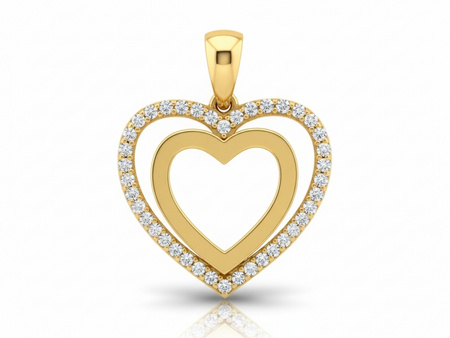 Złota zawieszka podwójne serce z cyrkoniami