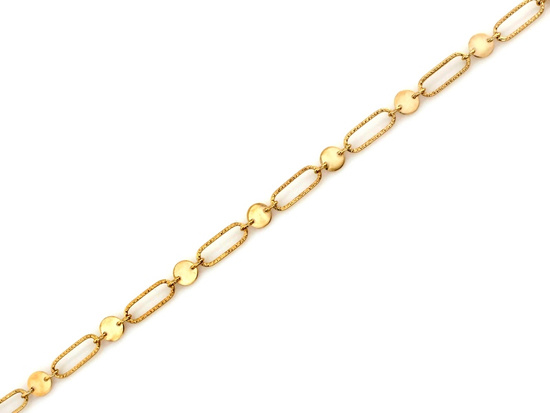 Bransoletka złota z dużych ogniw i okrągłych blaszek modna