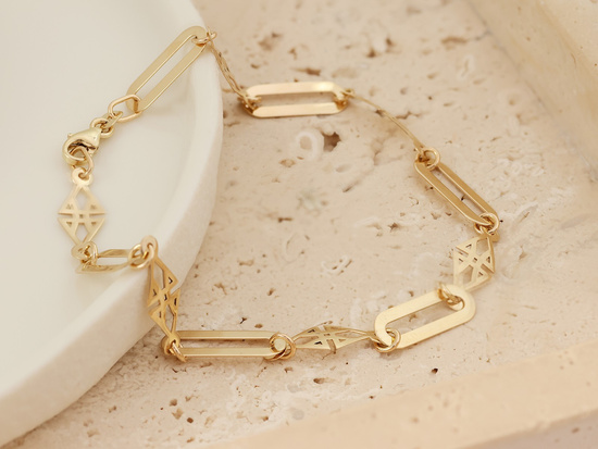 Bransoletka złota z modnych dużych ogniw elementowa