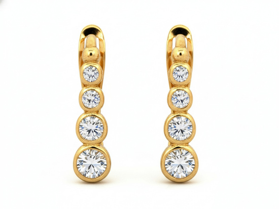 Kolczyki złote angielskie z cyrkoniami eleganckie subtelne