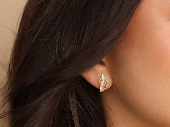 Kolczyki złote angielskie ażurowe z cyrkoniami