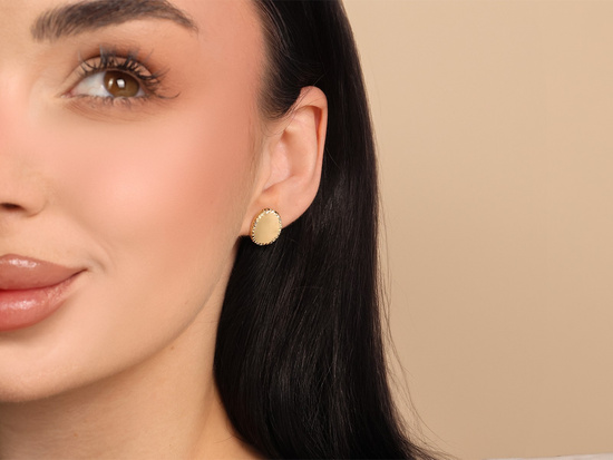 Kolczyki złote angielskie błyszczące owalne