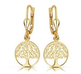 Złote kolczyki 375 drzewka - wiszące