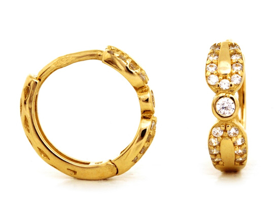 Kolczyki złote z cyrkoniami zdobione kółeczka