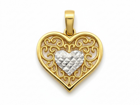 Serce złote ażurowa zawieszka
