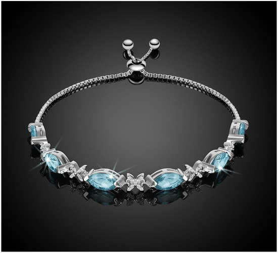 Bransoletka srebrna 925 z 6 naturalnymi topazami i diamentowymi cyrkoniami