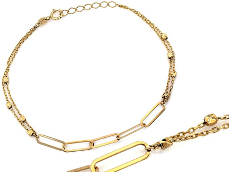 Bransoletka złota podwójny łańcuszek wstawka z dużych ogniw