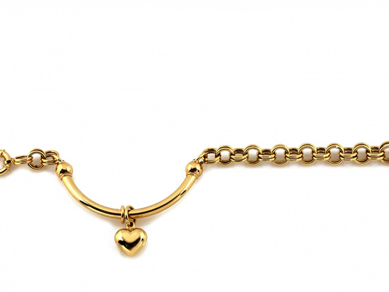 Bransoletka złota modna efektowna z wiszącym sercem