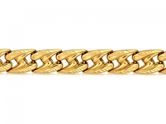 Złota bransoletka szeroka stampato elementowa