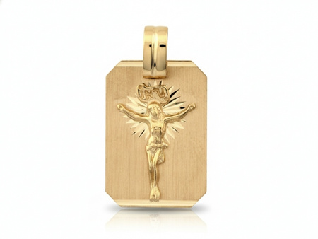 Zawieszka złoty krzyżyk na blaszce możliwy grawer