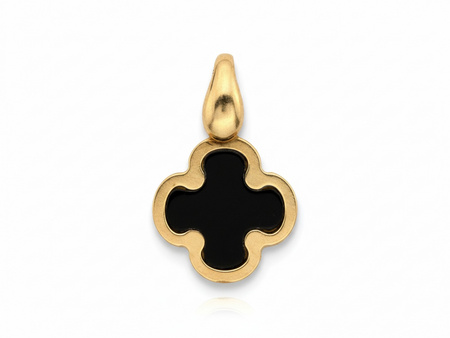 Zawieszka złota modny kwiatek z czarnym kamieniem