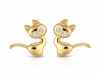 Kolczyki złote koty kotki na sztyfcie przy uchu