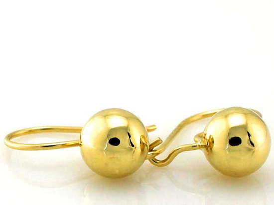 Złote kolczyki kuleczki na biglu