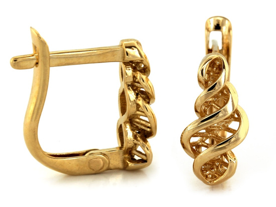 Kolczyki złote skręcone przestrzenne