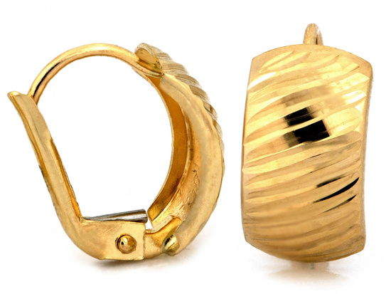 Kolczyki złote angielskie zapięcie frezowane blaszki