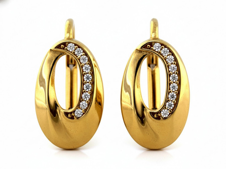 Kolczyki owale z cyrkoniami angielskie zapięcie