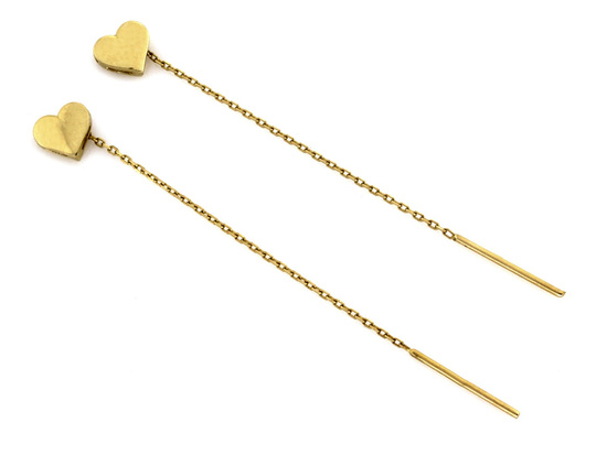 Kolczyki złote przeciągane z sercem