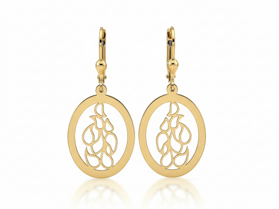 Kolczyki złote wiszące owalne ażurowe