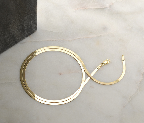 Złoty łańcuszek 585 taśma, żmijka 