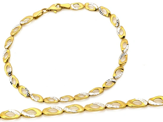 Bransoletka złota elementowa dwukolorowa