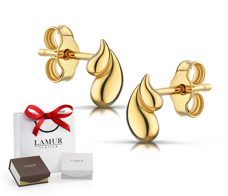 Złote kolczyki 585 podwójne krople, łezki