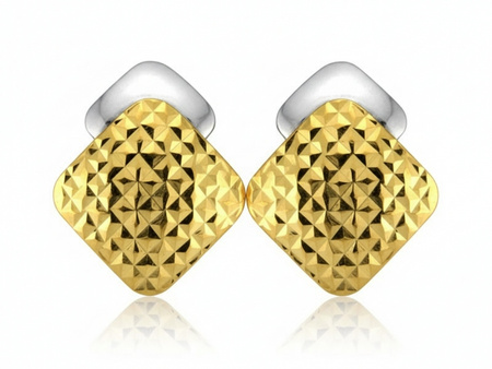 Kolczyki sztyft kwadrat diamentowany z białym złotem