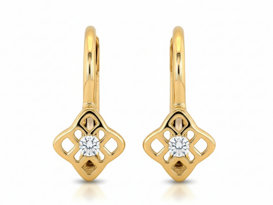 Delikatne złote kolczyki angielskie z cyrkonią