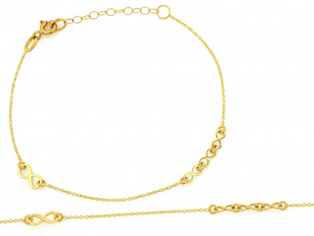 Bransoletka złota delikatna z nieskończonościami