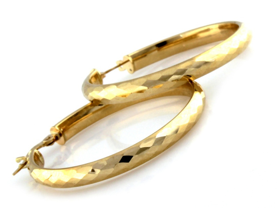 Kolczyki złote koła szerokie zdobione 25mm