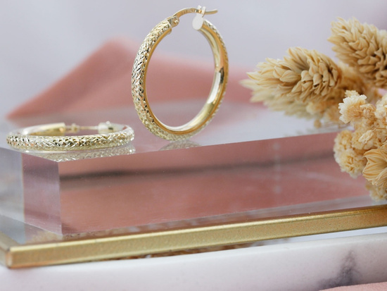 Kolczyki złote koła duże zdobione 28mm