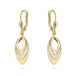 Złote kolczyki 585 listki - wiszące 