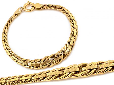 Bransoleta złota efektowna gruba przeplatana