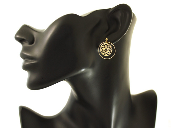 Kolczyki złote z dwóch ruchomych kółek na sztyfcie